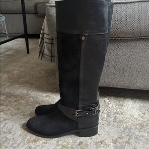 Vince Camuto Women's Jaran Riding Boots Black suede Leather size 7.5 NEW
